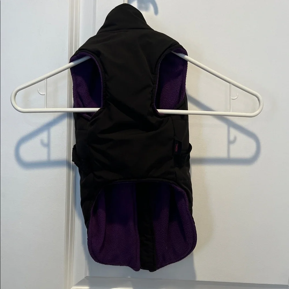NORBI Black and Purple Winter Puffer Dog Jacket with Built in Harness